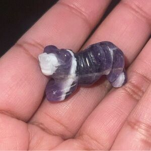 Purple and White Stone Pet Figurine